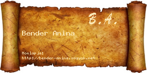 Bender Anina névjegykártya